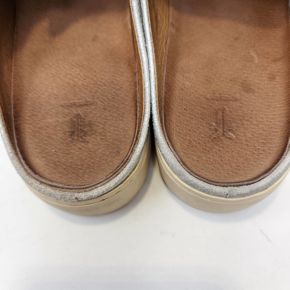 Frye Womens Lena Zip Mule Slip On Sneakers 6M Metallic Silver Leather Platform - Picture 6 of 10